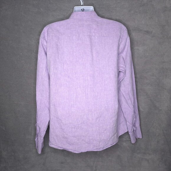 Untuckit Mens Wrinkle Resistant Linen Button-Down Shirt XL Purple Long Sleeve - Picture 3 of 5